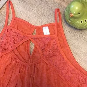 NOBO Juniors Orange Ruffle Bottom Tank Top